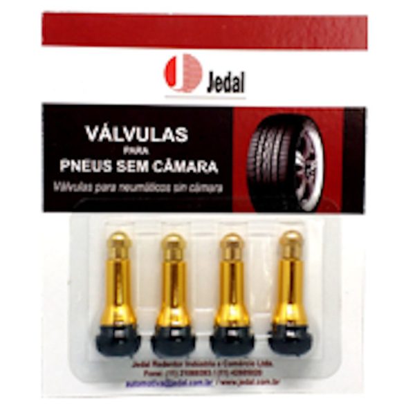 Válvula TR 414 Ouro para Pneus sem Câmara com 4 Peças. JEDAL-821414ACBO