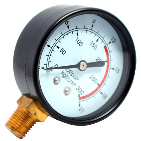 Manômetro Vertical 63mm 300 PSI 1/4 Pol. para Compressor ALF IMPORT-M11-63-V-4-300-REV2