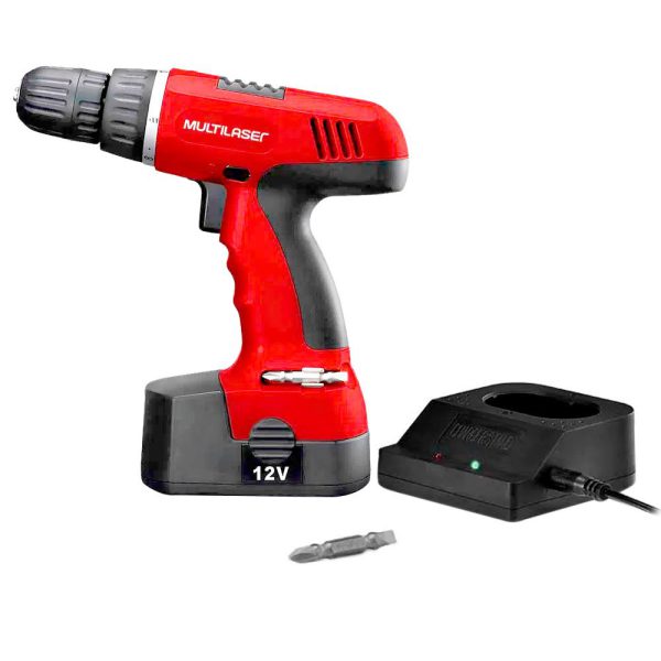 Parafusadeira/Furadeira a Bateria 12V NI-CD com Carregador Bivolt MULTILASER-HO032