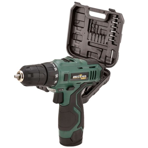 Parafusadeira Furadeira a Bateria BPF03M 12V Lítio 3/8 Pol. com Carregador Bivolt Maleta e Acessórios BRITANIA-61105009