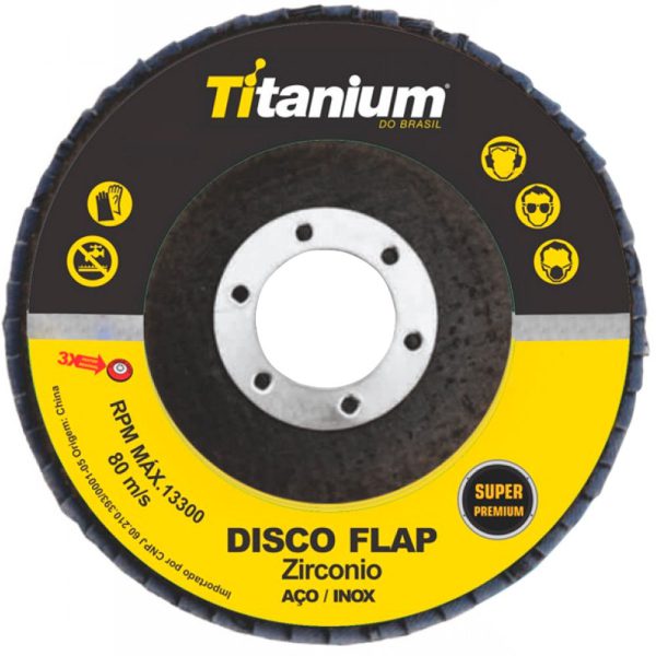 Disco Flap Zircônio 4.1/2 Pol. Grãos 080 TITANIUM-5448
