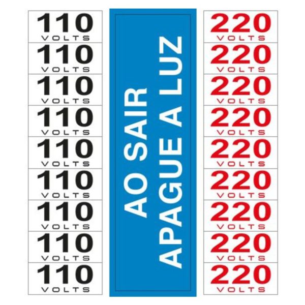 Placas de Sinalização 110 Volts + 220 Volts + Ao Sair Apague a Luz BEMFIXA-6580
