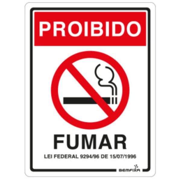 Placa Sinalizadora Proibido Fumar 15 x 20 cm BEMFIXA-6682