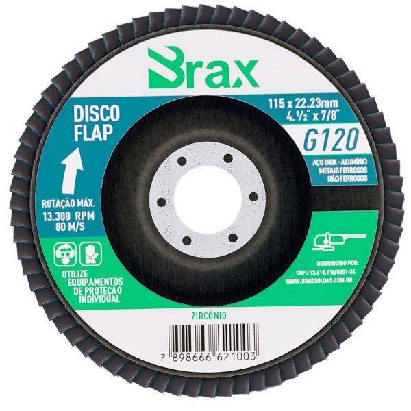 Disco Flap Zircônio 4.1/2 Pol. Grão 120 BRAX-31920