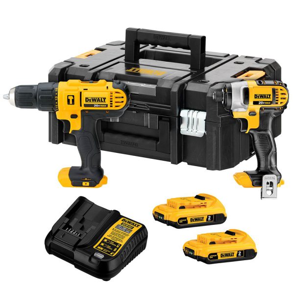 Combo Parafusadeira/Furadeira de Impacto DCD776 + Parafusadeira de Impacto DCF885 a Bateria com Carregador 2 Baterias e Caixa DEWALT-DCK222D2T
