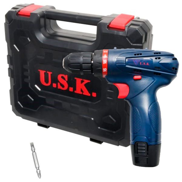 Parafusadeira/Furadeira a Bateria 12V Lítio com Carregador e Maleta USK-MAX-01