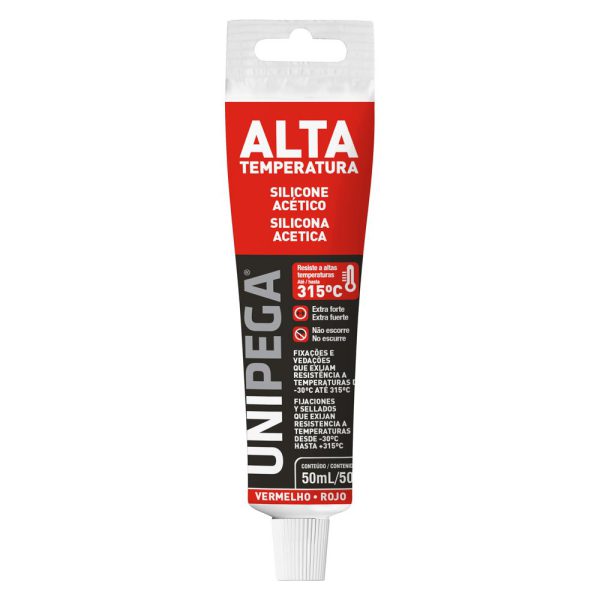 Silicone Acético para Alta Temperatura Vermelho 50ml UNIPEGA-05090397