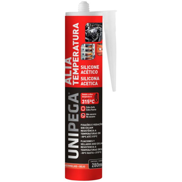 Silicone Acético para Alta Temperatura Vermelho 280ml UNIPEGA-05090420