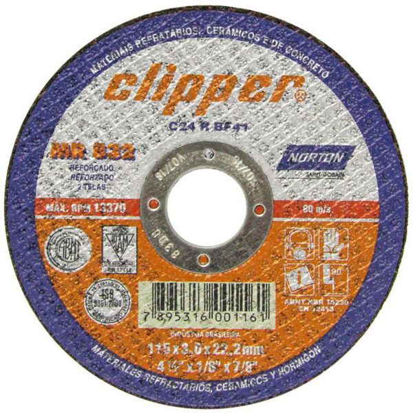 Disco de Corte para Concreto 115 x 3,0 x 22,2mm NORTON-66252842956