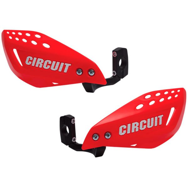 Protetor de Mão com Haste Injetada em Nylon Vermelho e Branco para Motos CIRCUIT EQUIPMENT-PM061-2A2
