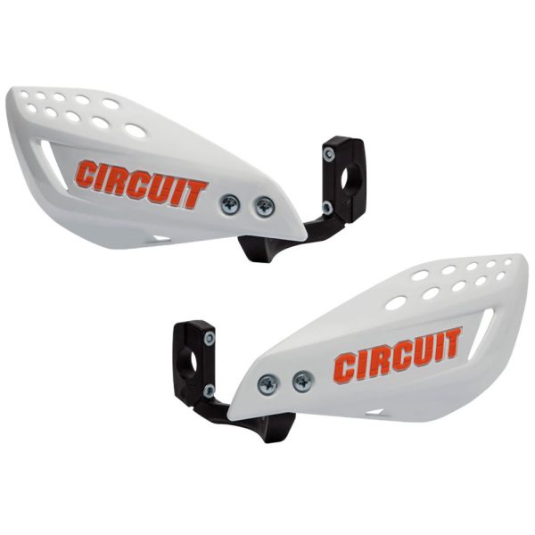 Protetor de Mão com Haste Injetada Branco e Laranja para Motos CIRCUIT EQUIPMENT-PM061-229