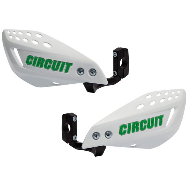 Protetor de Mão com Haste Injetada em Nylon Branco e Verde para Motos CIRCUIT EQUIPMENT-PM061-227
