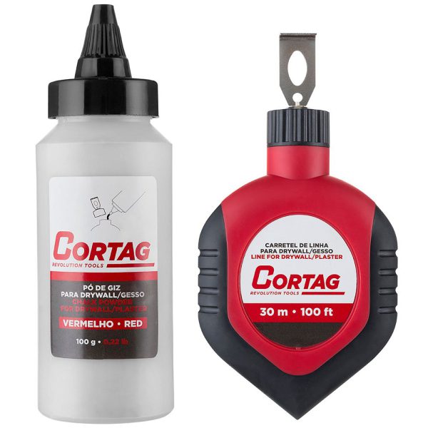 Carretel de Linha 30m com Giz Vermelho para Drywall e Gesso CORTAG-61810