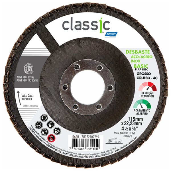 Disco Flap Classic Basic 115mm Grão 40 NORTON-78072707797