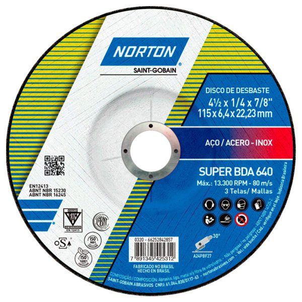 Disco de Desbaste BDA640 115x6,4x22,23mm NORTON-66252842857