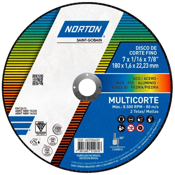 Disco de Corte Multicorte 180x1,6x22,23mm NORTON-66252846281