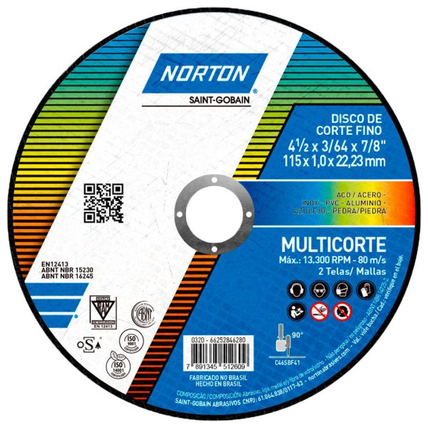 Disco de Corte Multicorte 115x1,0x22,23mm NORTON-66252846280