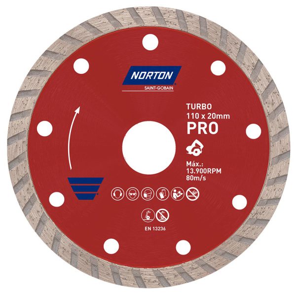 Disco de Corte Diamantado Pro Turbo 110 x 20mm NORTON-70184624362