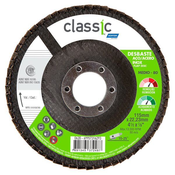 Disco Flap Classic R801 115 x 22,23mm Grão 80 NORTON-69957316293