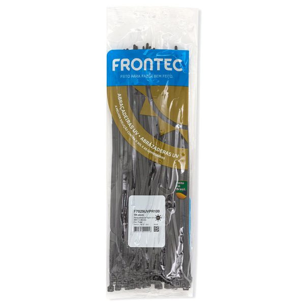 Abraçadeira de Nylon Preta 300 x 4,8mm com 100 Unidades FRONTEC-F7029UVPR100