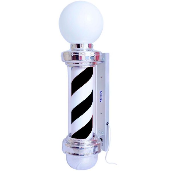 Barber Pole Preto e Branco com Globo 65cm 4W 220V MEGAN-CB65220PB