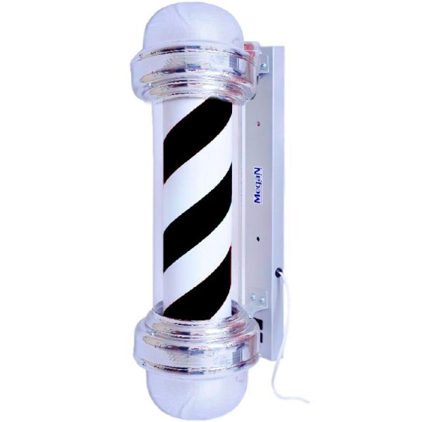 Barber Pole Preto e Branco sem Globo 55cm 4W 220V MEGAN-SB55220PB