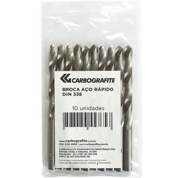 Kit Brocas de Aço Rápido DIN 338 3,0mm com 10 Unidades CARBOGRAFITE-012676412