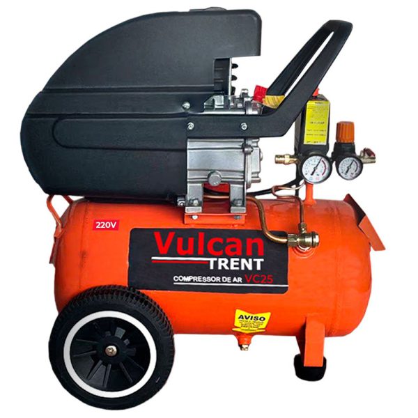 Motocompressor de Ar 8 Pés 25L 2.5HP com 2 Saídas 220V VULCAN-VC25