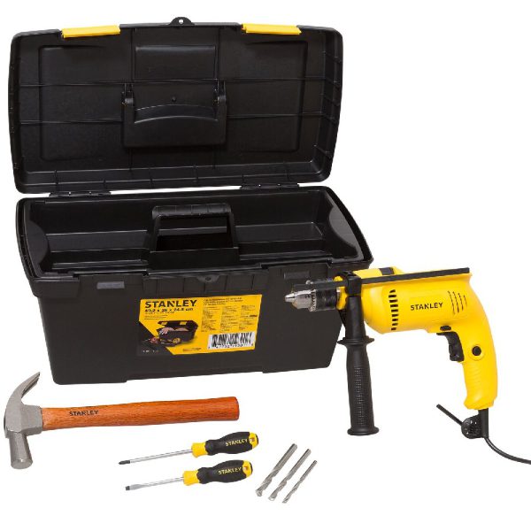 Kit Furadeira de Impacto 1/2Pol. 600W 110V com 3 Brocas de Alvenaria e Acessórios STANLEY-SDH600KS2BR