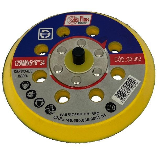 Base Disco Lixa Pluma com Ventilação 125mm x 5/16"- 24 DISFLEX-30002
