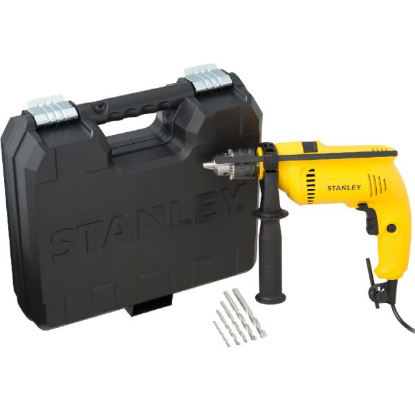 Furadeira de Impacto Vel. Variável e Reversível 1/2Pol. 600W 220V com Maleta e 5 Brocas de Alvenaria STANLEY-SDH600KA