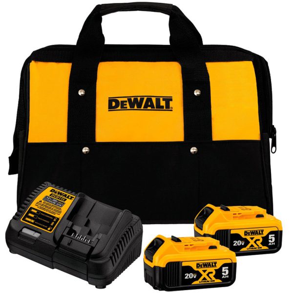 Kit 02 Baterias 20V Max 5,0Ah com Carregador DCB115 Bivolt e Bolsa DEWALT-DCB205C2K-BR