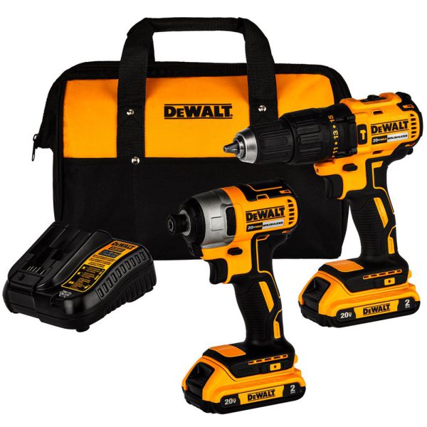 Combo Parafusadeira/Furadeira Impacto 1/2 Pol 20V Brushless + Parafusadeira de Impacto 1/4 Pol + 02 Baterias 2,0AH + Carregador Bivolt e Bolsa DEWALT-DCK276D2-BR