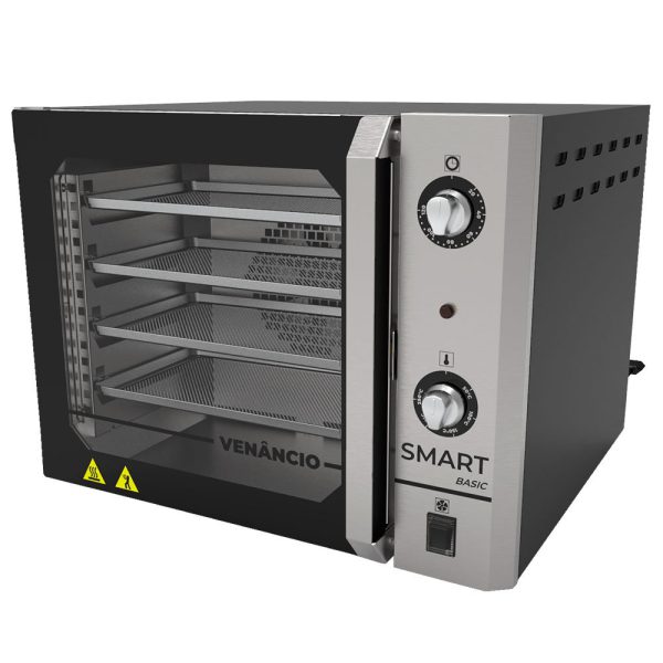 Forno Convector Smart Basic Preto com Painel Inox 55L 220V VENANCIO-FCSB4E-PRIN
