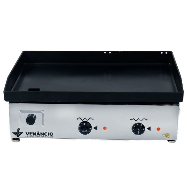 Chapa Elétrica em Inox 1800W 220V Monofásica com 2 Queimadores VENANCIO-CE65