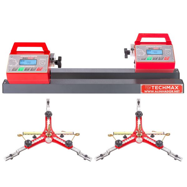 Alinhador Digital com 2 Cabeças Aro 12 a 26Pol. Vermelho ALDW TECHMAX-KIT-CB-GR-ALDW1
