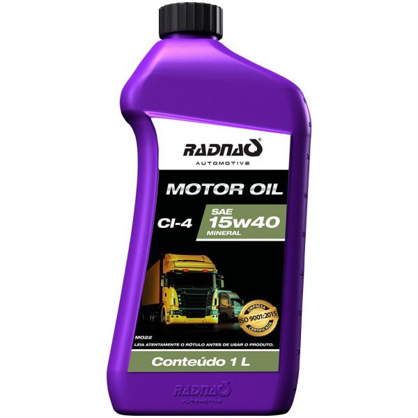 Óleo Lubrificante Mineral 15W40 Truck CI-4 1L para Motores a Diesel RADNAQ-MO22-01