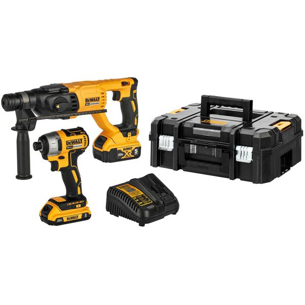 Combo com Martelete SDS Plus e Parafusadeira de Impacto com Baterias e Carregador Bivolt DEWALT-DCK260D1P1T-BR