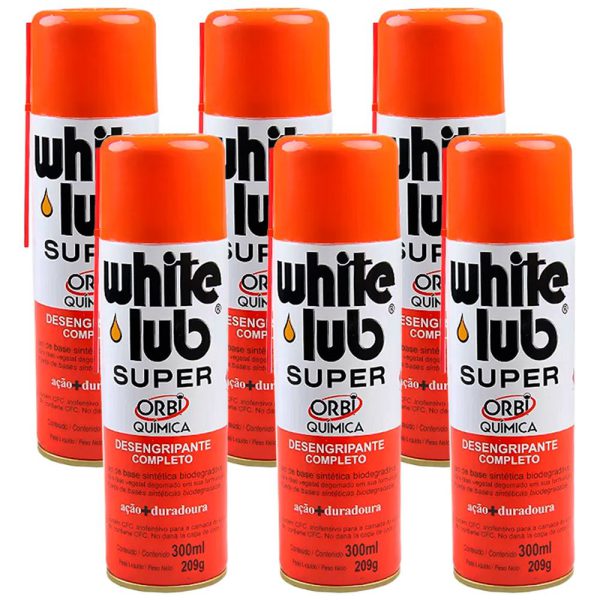 Kit com 6 Desengripantes Spray White Lub Super 300ml ORBI-K3913