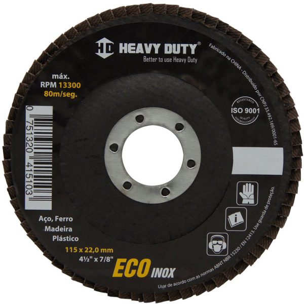 Disco Flap Ecoinox 4.1/2 Pol. Grão 120 HEAVY DUTY-123031