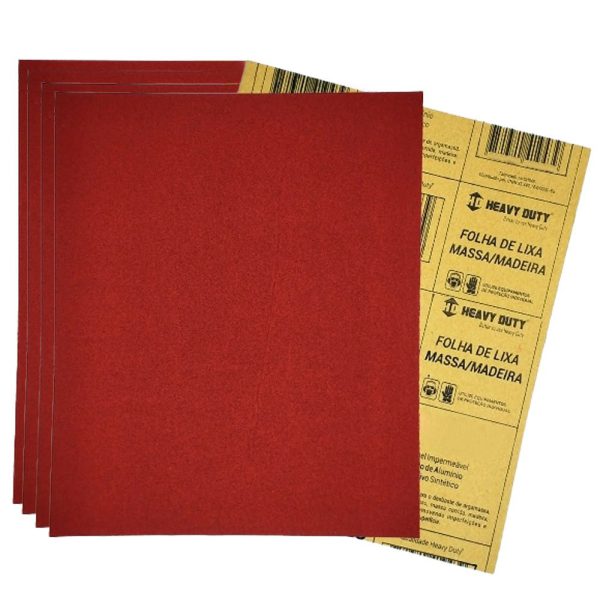 Folha de Lixa Massa e Madeira Grão 80 com 50 Unidades HEAVY DUTY-123125