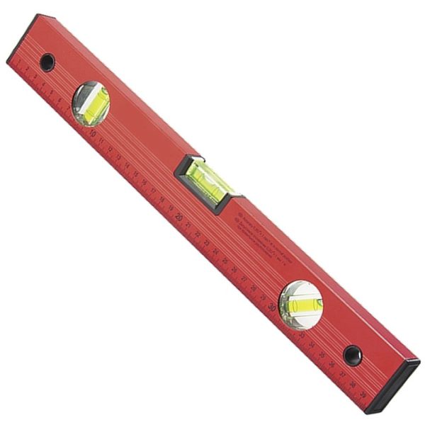 Nível de Alumínio 600mm com 3 Bolhas e Régua Vermelho MTX-332239