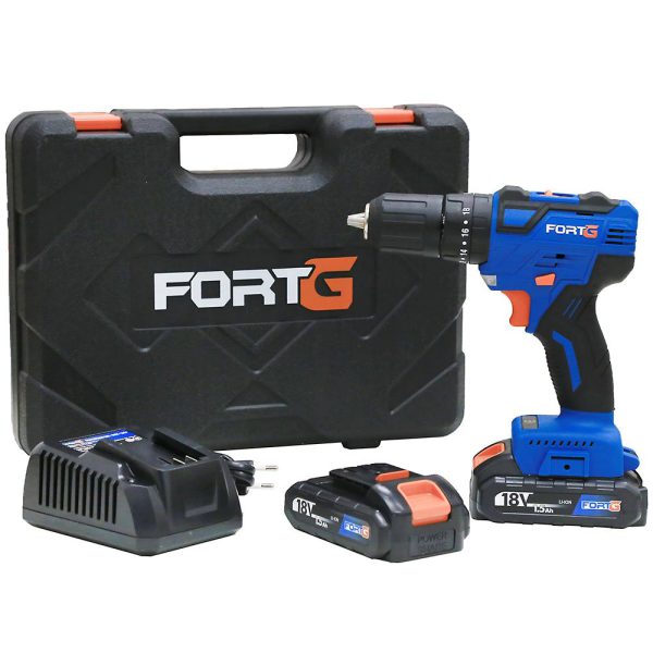 Jogo Parafusadeira Furadeira 1/2pol. Brushless de Impacto com 2 Baterias 18V Maleta e Carregador Rápido FORTGPRO-FG3006X