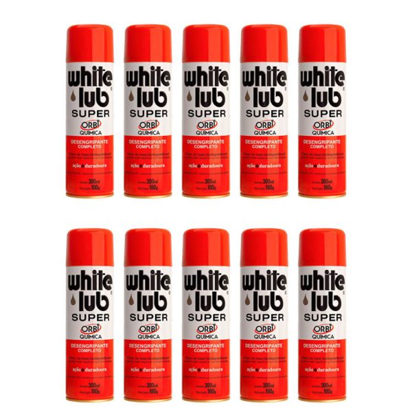 Kit com 10 Desengripantes Spray White Lub Super 300ml ORBI-K2291