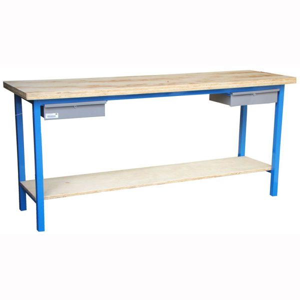 Bancada de Trabalho 600mm com Tampo Duplo Madeira e 2 Gavetas com Chave WMF-B20602T402G