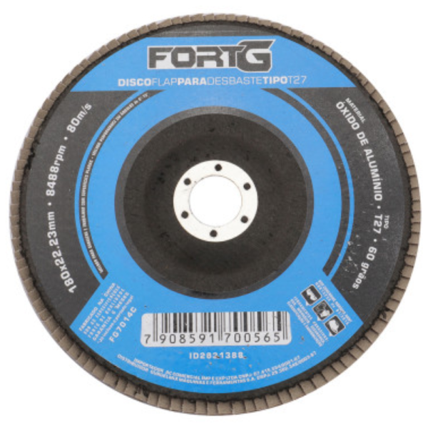 Disco Flap Abrasivo de Alumínio para Desbaste tipo T27 7' 180x22,23mm Grão 60 FORTGPRO-FG7014C