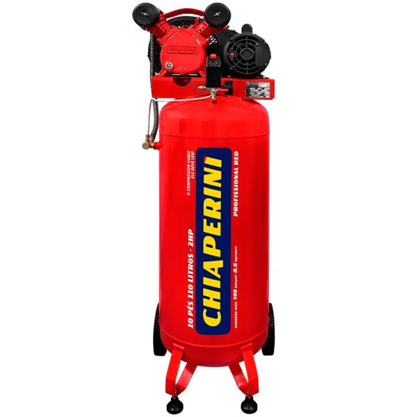 Compressor de Ar Vertical Red 10 Pés 2HP 140 PSI 110L 110/220V CHIAPERINI-27270