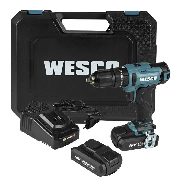 Parafusadeira Furadeira de Impacto 1/2 Pol. 18V com 2 Baterias 2.0Ah Carregador Bivolt e Maleta WESCO-WS2390K2