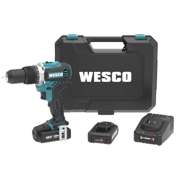 Parafusadeira e Furadeira de Impacto 1/2Pol. 18V Brushless com 2 Baterias 2,0Ah Carregador Bivolt e Maleta WESCO-WS2319K2