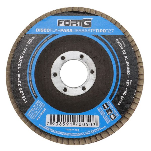 Disco Flap Abrasivo para Desbaste de Alumínio 4.1/2' 115x22,23mm Grão 40 FORTGPRO-FG7008C